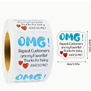 Thank You Stickers OMG Repeat Customers 20ct. (Bundle purchase only)